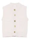 Forte Forte Ribbed Knit Vest With Metallic Button Closure In Neutral