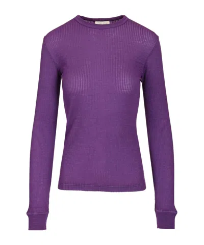Forte Forte Ribbed Roundneck Knitted Top In Purple