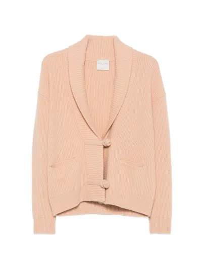 Forte Forte Ribbed Shawl-collar Cardigan In Pink