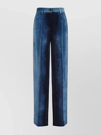 Forte Forte Degradé Denim Velvet Wide Leg Pants Delavè In Blue