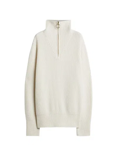 Forte Forte Ribbed-knit Quarter-zip Sweater In Neutral