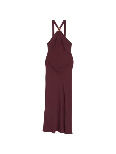 Forte Forte Ring-detail Halterneck Maxi Dress In Purple
