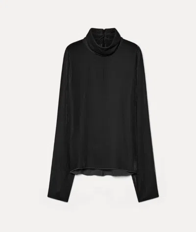 Forte Forte Rollneck Sweater In Plain Velvet In Black