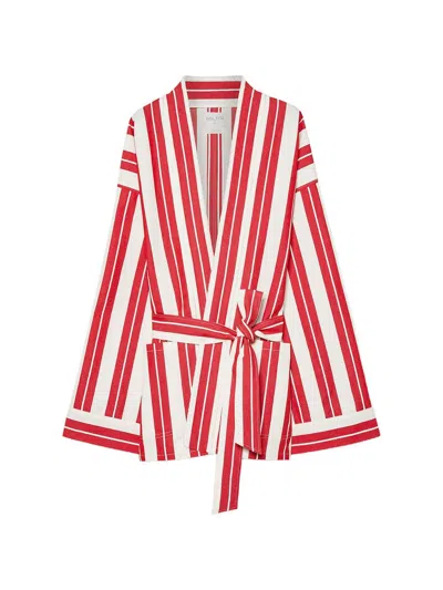 Forte Forte Striped Kimono Jacket In Red