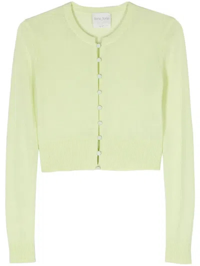 Forte Forte Round-neck Cropped Cardigan In Green