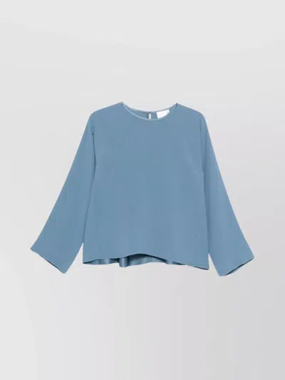 FORTE FORTE ROUND NECK LONG SLEEVE SATIN TOP
