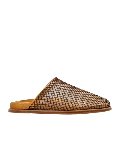 Forte Forte Round-toe Slippers In Golden