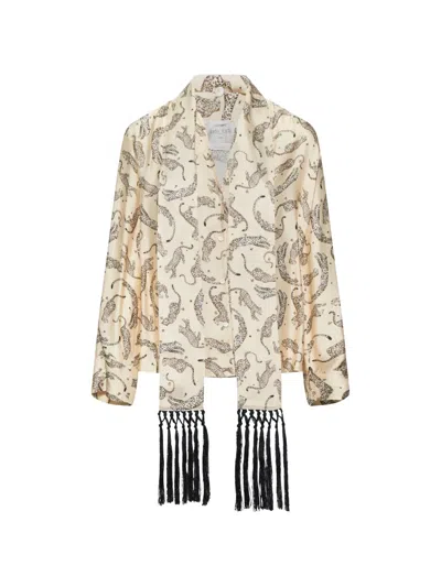 Forte Forte Royal Leopard Fringe-trim Shirt In Neutral