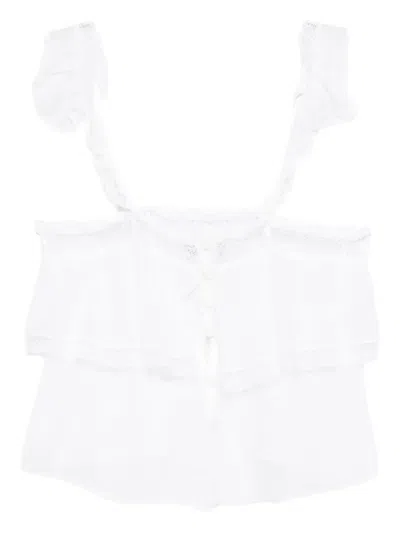 Forte Forte Ruffle Lace Trim Top In White