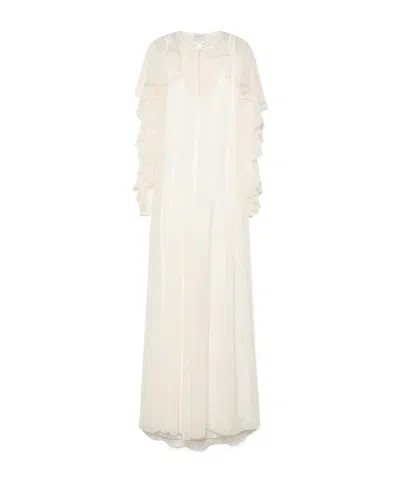 Forte Forte Ruffled Dress In Contemporary Chiffon In White