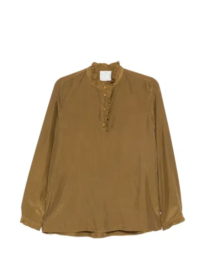 Forte Forte Ruffled Long-sleeve Blouse In Green
