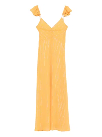 Forte Forte Ruffled-detail Sleeveless Maxi Dress In Yellow