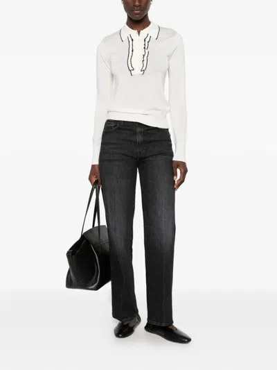 Forte Forte Ruffled-trim Polo-collar Sweater In Neutral