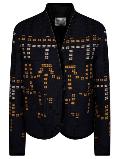 Forte Forte Samarcanda Jacquard Blouson Jacket For Women In Blue