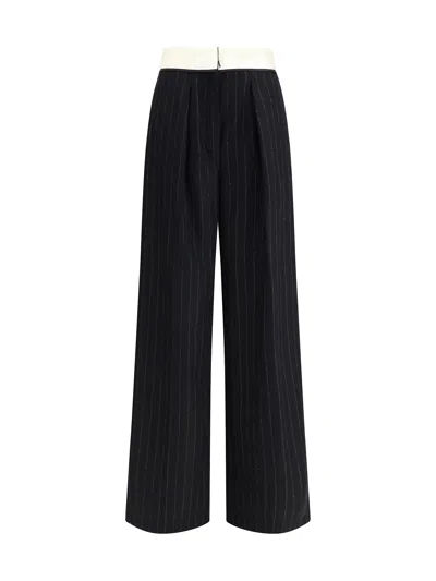 FORTE FORTE SARTORIAL HIGH-WAISTED PINSTRIPE WOOL-BLEND TROUSERS