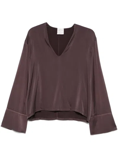 Forte Forte Satin Blouse In Brown