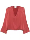 Forte Forte Silk V-necked Blouse In Red