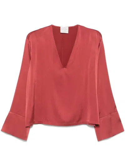 Forte Forte Silk V-necked Blouse In Red