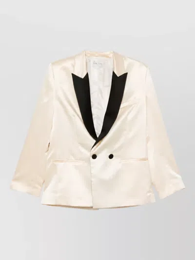 Forte Forte Satin Double-breasted Tuxedo Jacket In Neutral
