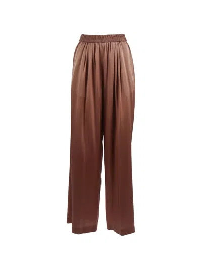 Forte Forte Satin Elasticated Trousers In Brown