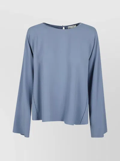 Forte Forte Satin Embroidered Top Keyhole Back In Blue