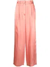 Forte Forte Satin-finish Gathered Trousers In Pink