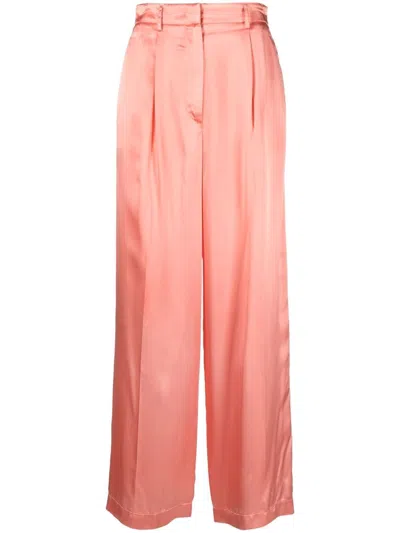 Forte Forte Satin-finish Gathered Trousers In Pink