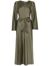 Forte Forte Forte_forte Stretch Heavy Satin Silk Sash Dress Clothing In Green