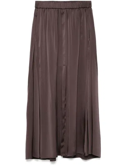 Forte Forte Satin Midi Skirt In Brown