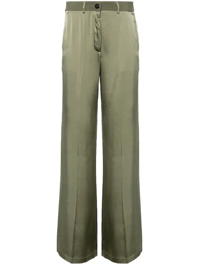 Forte Forte Satin Palazzo Pants In Green