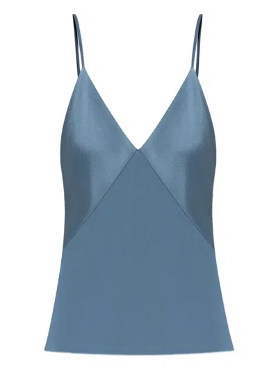 Forte Forte Satin-panelled Top In Blue