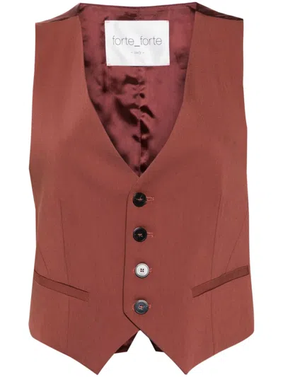 Forte Forte Satin-panelled Waistcoat In Brown