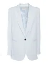 Forte Forte Regular-fit Satin Blazer With Notched Lapels In Blue