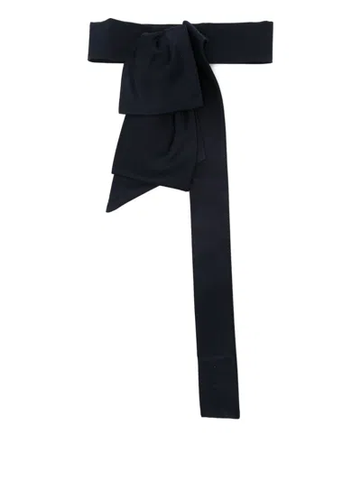 Forte Forte Satin Silk Bow Tie In Blue