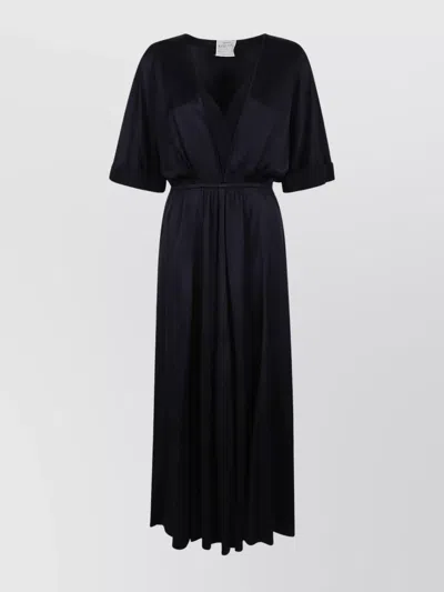 Forte Forte Satin Silk Dress Sleeves Half Elastic Waistband In Blue