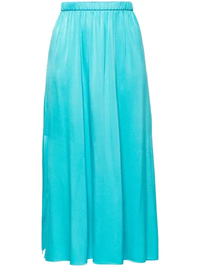Forte Forte Satin Silk Midi Skirt In Blue