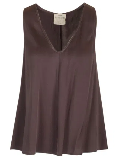 Forte Forte V-neck Silk Blouse In Brown