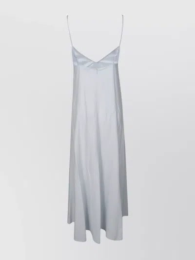 Forte Forte Satin Slipdress V-neck Midi Spaghetti In Gray