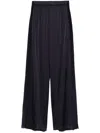 Forte Forte Elastic Waist Taffeta Wide Leg Pants In Blue