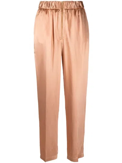 Forte Forte Satin-weave Straight-leg Trousers In Brown