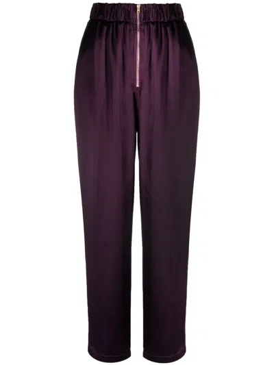 Forte Forte Satin-weave Straight-leg Trousers In Purple
