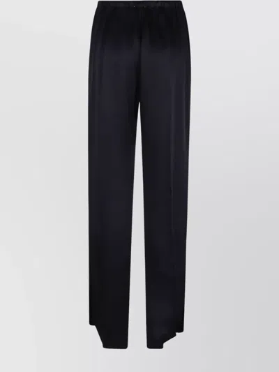 Forte Forte Satin Wide Leg Trousers With Elastic Waistband In Black