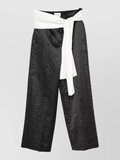 Forte Forte Satin Wide-leg High-waisted Trousers In Black