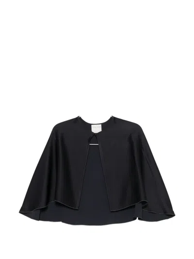 Forte Forte Satin-finish Cape-style Shirt In Black