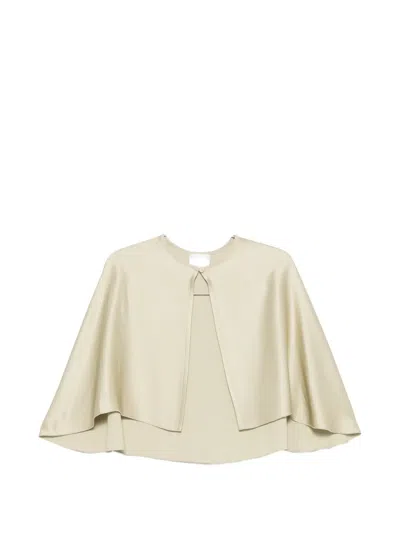 Forte Forte Satin Cape Shirt Round Neck Design In Neutral