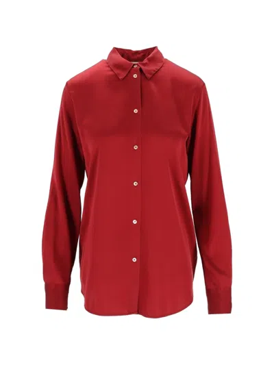 Forte Forte Satin-finish Classic-collar Shirt In Red