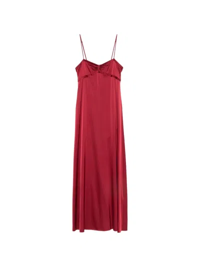 Forte Forte Satin-finish Gathered Dress In Red