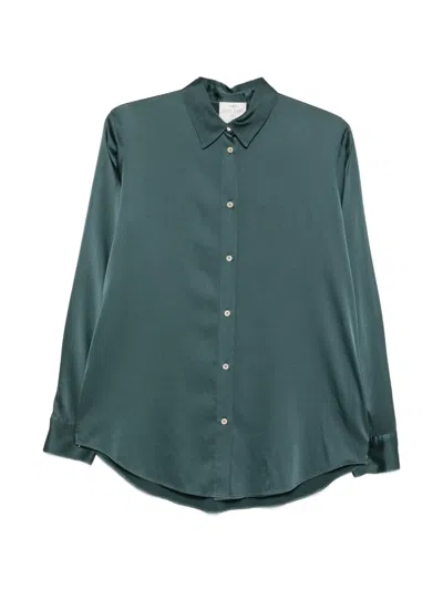 Forte Forte Satin-finish Long-sleeve Shirt In Green