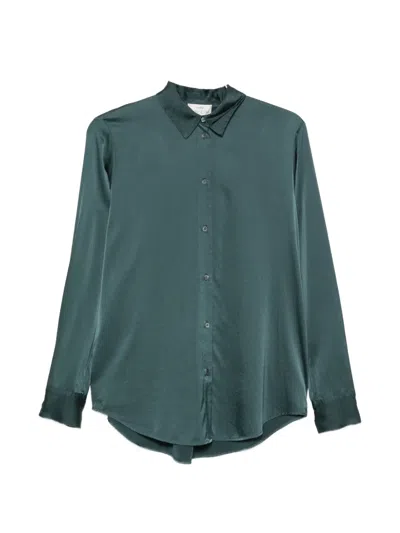 Forte Forte Satin-finish Long-sleeve Shirt In Green