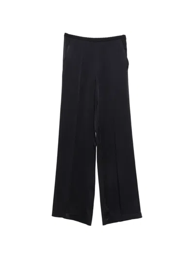 Forte Forte High Waist Trousers Satin Wide Leg In Black